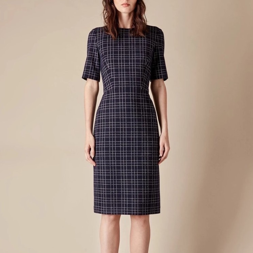 Judith & Charles Phoebe Check dress in navy